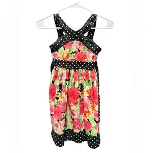 Bonnie jean Floral Polka Dot Dress size 10  pit to pit 13in length 28in